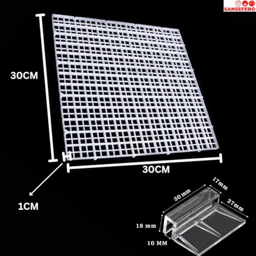 SANSEFERO Premier Plants Acrylic Aquarium Fish Tank Lid Cover Support Clip Clamp For Rimless Aquarium And Glass Top,Plastic Aquarium Hoods 6 Pieces (3 Pcs Grid Divider & 6 Pieces 10 MMHolder) - Image 2
