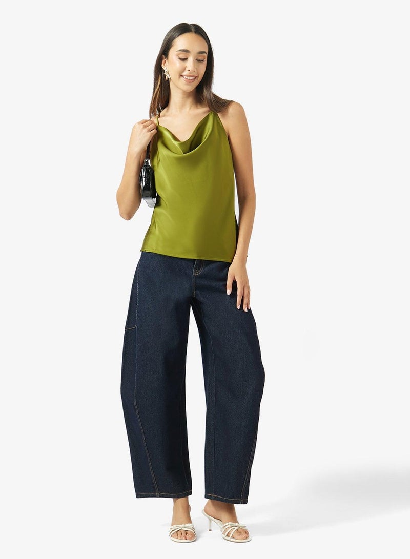 Ginger Halter Neck Cowl Neck Satin Top - Image 4