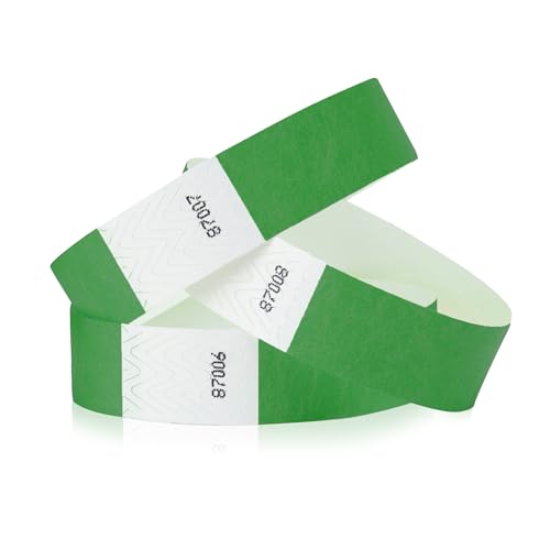 Wristco 100 WristCo Kelly Green Tyvek Wristbands for Events - Comfortable Tear Resistant Paper Bracelets ID Wrist Bands for Concerts Festivals Admission Party Identification - Image 1