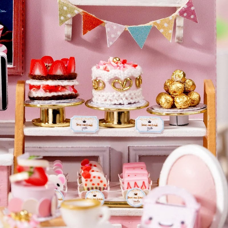 كيوت روم مجموعة منزل الدمى المصغر من Cuteroom مع أثاث وغطاء واقٍ من الغبار مصنوع يدويًا للمراهقين والبالغين (حديث حلو) - Image 4