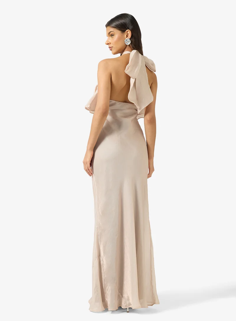 توب شوب فستان ماكسي منسوج بدون أكمام بياقة هالتر كاجوال