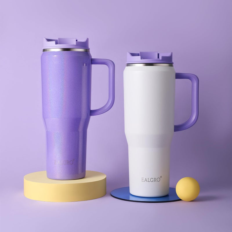 EALGRO EALGRO 50 oz Tumbler with Handle  Insulated Tumblers with Lid and Straw  Large Metal Sports Water Bottle Jug  Thermal Stainless Steel Travel Coffee Mug Cup  Blush - Image 5