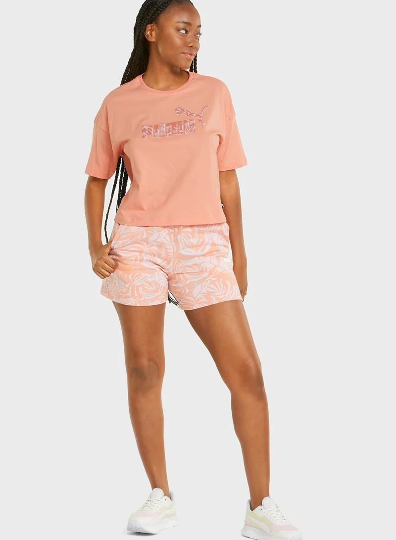 PUMA Floral Vibes Cropped T-Shirt