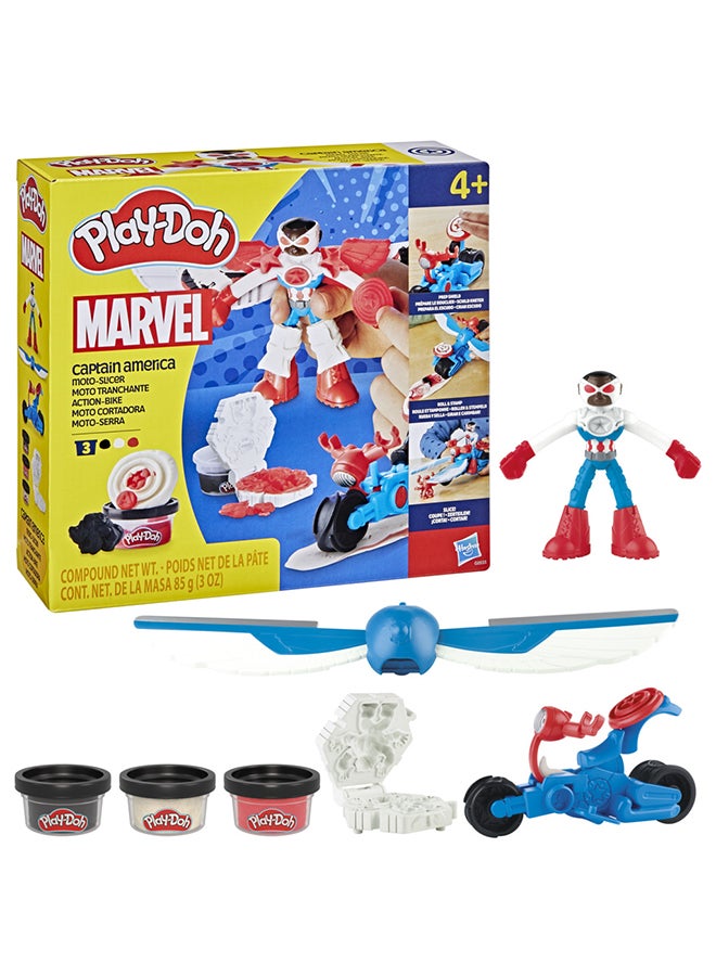 Play-Doh مجموعة بلاي دو مارفل كابتن أمريكا موتو-سلايسر مع شخصية مرنة، 3 ملحقات، ألعاب خيال للأطفال من 4 سنوات وما فوق - Image 4