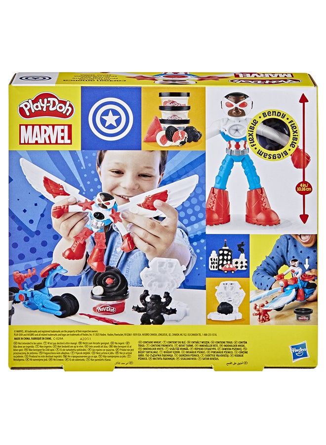 Play-Doh مجموعة بلاي دو مارفل كابتن أمريكا موتو-سلايسر مع شخصية مرنة، 3 ملحقات، ألعاب خيال للأطفال من 4 سنوات وما فوق - Image 2