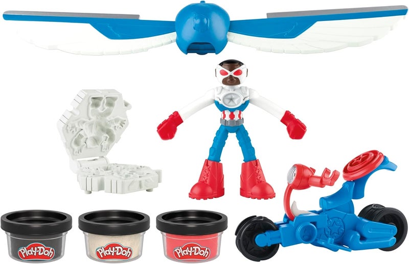 Play-Doh Marvel Captain America Moto-Slicer Playset with Bendy Action Figure and Accessories - Image 1