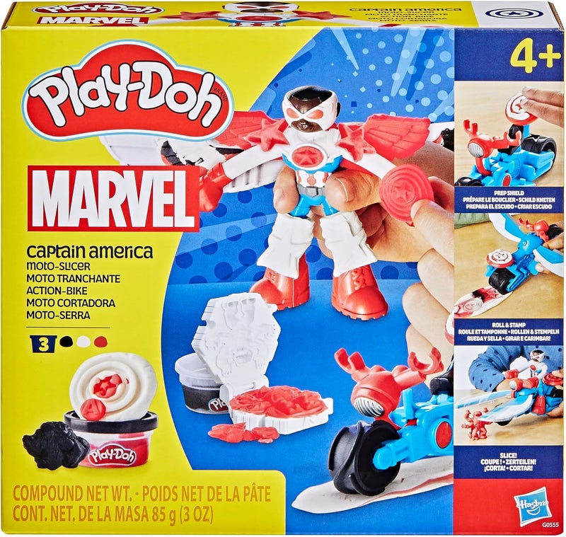 Play-Doh Marvel Captain America Moto-Slicer Playset with Bendy Action Figure and Accessories - Image 2