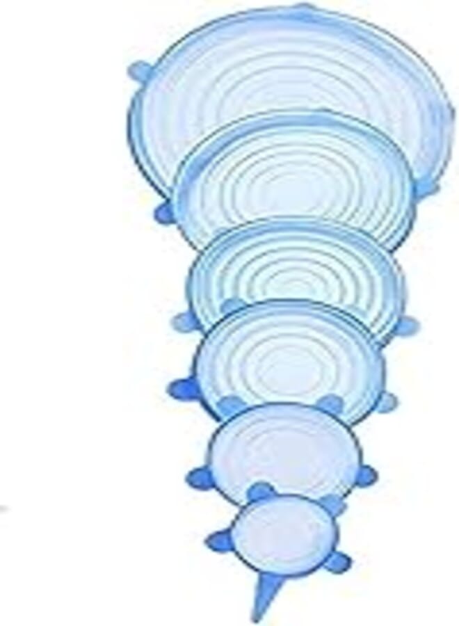 Silicone Stretch Lids,Silicone Storage Cover Various Sizes for Keeping Food Fresh, 6 Pack-[Blue]