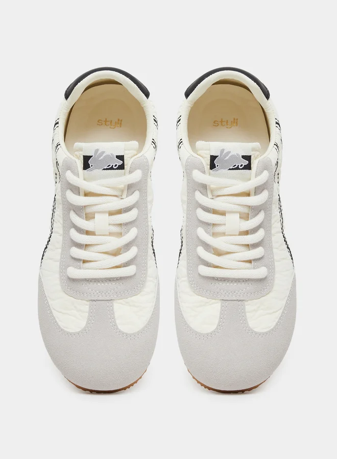 Styli Styli Retro Side Striped Lace Up Sneakers