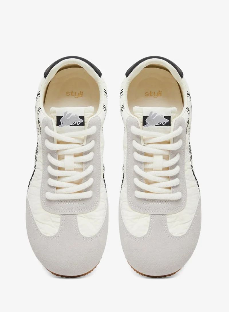 Styli Active  Retro Side Striped Lace Up Sneakers for Women | Best Price UAE