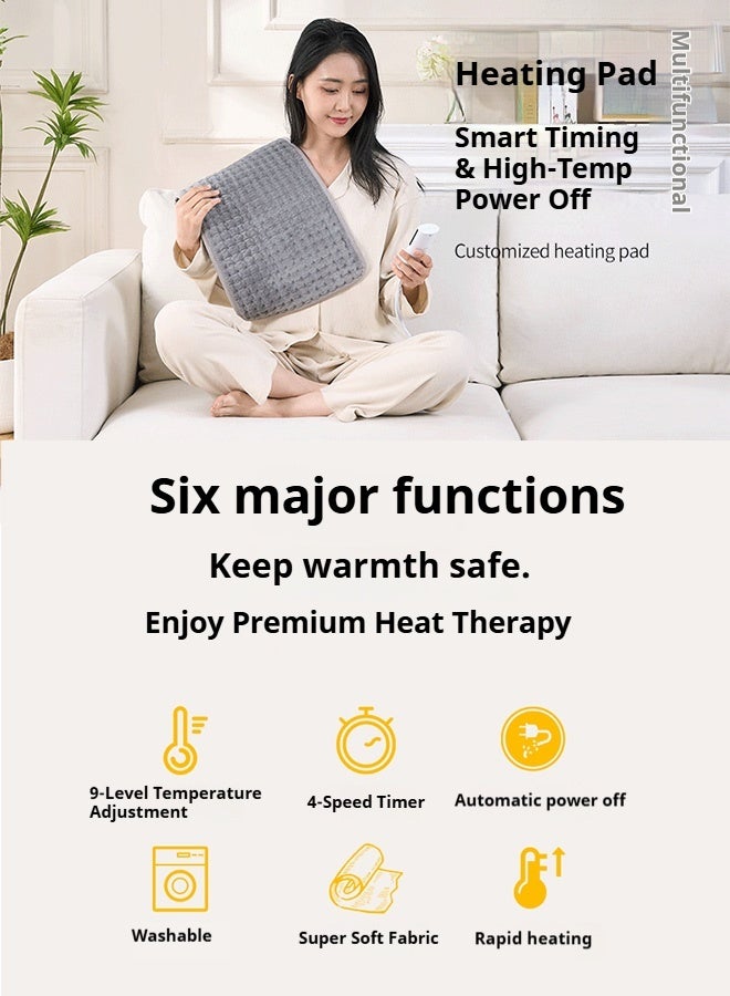 Heating Pad Electric for Pain Relief of Back Neck and Shoulder 9 Electric Temperature Options 4 Temperature Settings Auto Shut Off (60 x 30cm Heated Pad) - Image 3