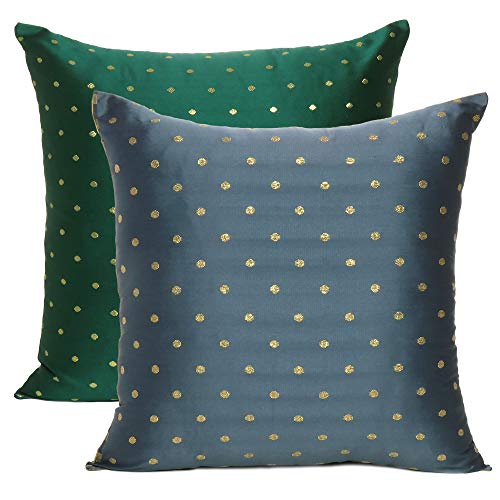 Oussum Art Silk Pillow Cover Cushion Cover Sofa Waist Throw Pillow Case Home Decor Set of 2 (Green & Gray, 20 x 20) - Image 1