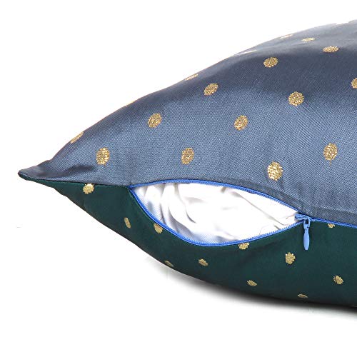 Oussum Art Silk Pillow Cover Cushion Cover Sofa Waist Throw Pillow Case Home Decor Set of 2 (Green & Gray, 20 x 20) - Image 5