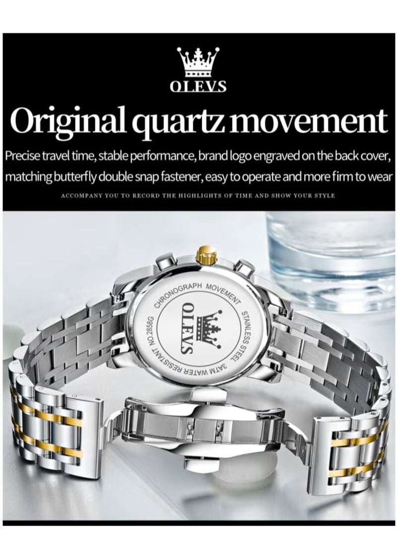 OLEVS - Watches For Men Stainless Steel Quartz Water Resistant Watch 2858 - Image 1