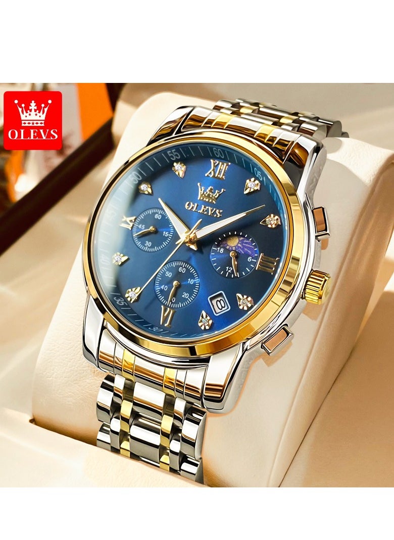 OLEVS - Watches For Men Stainless Steel Quartz Water Resistant Watch 2858 - Image 1