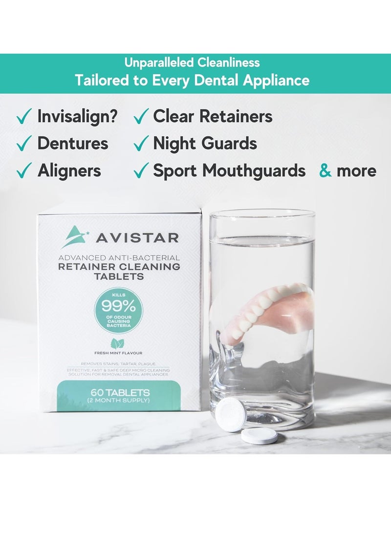 Avistar Retainer & Mouth Guard Cleaner Tablets - Mint Flavor Retainer Cleaner Tablets & Invisalign Cleaner -Denture Cleaning Tablets, Denture Cleaner, Aligners, Night Guard - Oral Dental Care FSA HSA Approved - Image 3