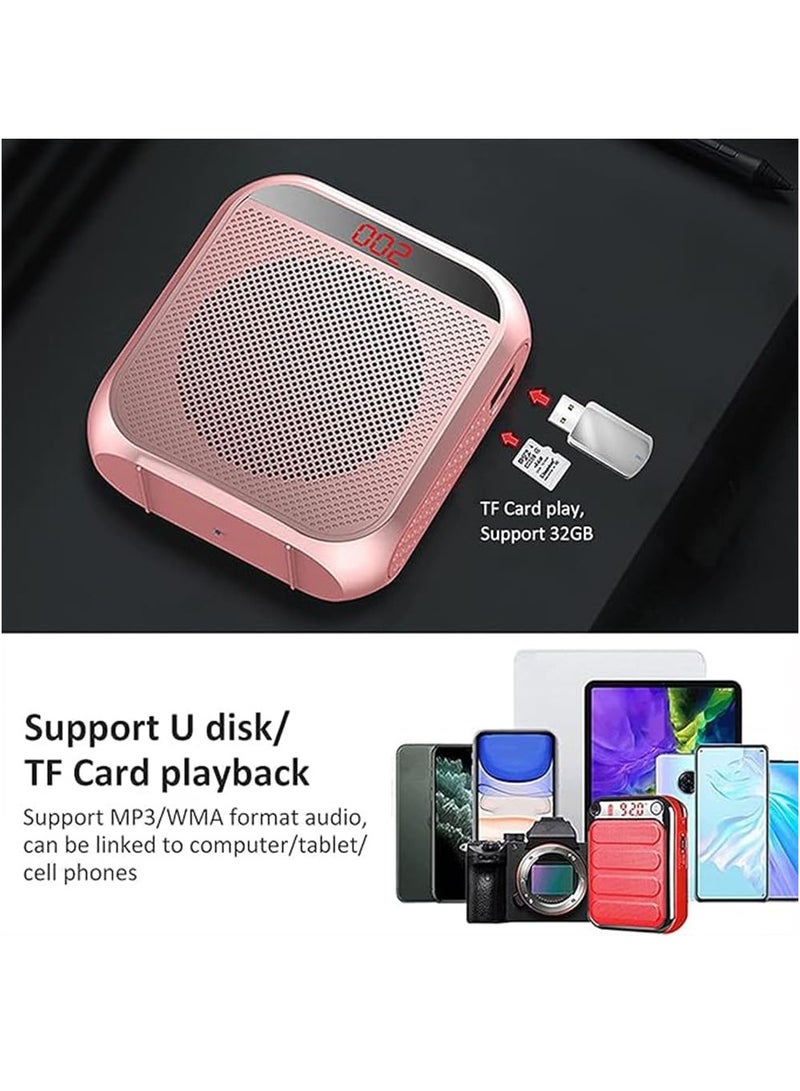 Voice Amplifier with Wired Microphone Headset, Portable Rechargeable PA System Speaker Personal Microphone Speech Amplifier, Loudspeaker for Teachers, Tour Guides/Coaches Metting/Yoga/Fitness (PINK)  - Image 3