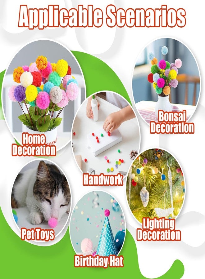RAINFLOW 800 Pcs Small Pom Poms for Crafts - Craft Pompoms Balls,pompones para llaveros,Assorted Bright Color Bulk Arts and Making Hobby Supplies,Holiday Party,Christmas Decor,1/2 Inch - Image 4