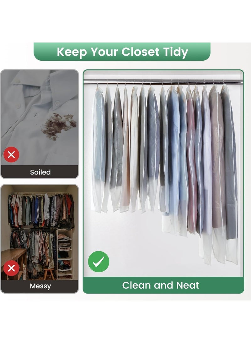 3 Pack Gusseted Clear Garment Bags for Hanging Clothes – 60x120 cm PEVA Suit Bags for Closet Storage, Translucent Dress Cover for Shirts, Coats, Dresses & Suits | Dustproof Hanging Clothes Organizer - Image 3
