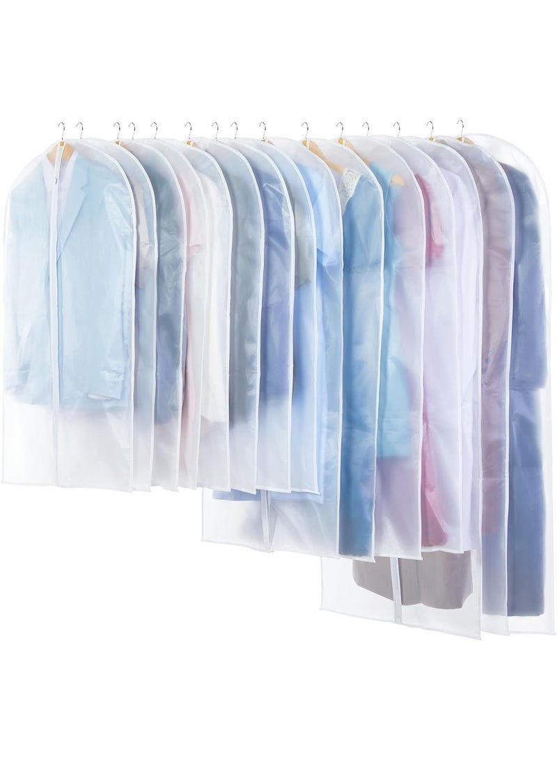 3 Pack Gusseted Clear Garment Bags for Hanging Clothes – 60x120 cm PEVA Suit Bags for Closet Storage, Translucent Dress Cover for Shirts, Coats, Dresses & Suits | Dustproof Hanging Clothes Organizer - Image 1