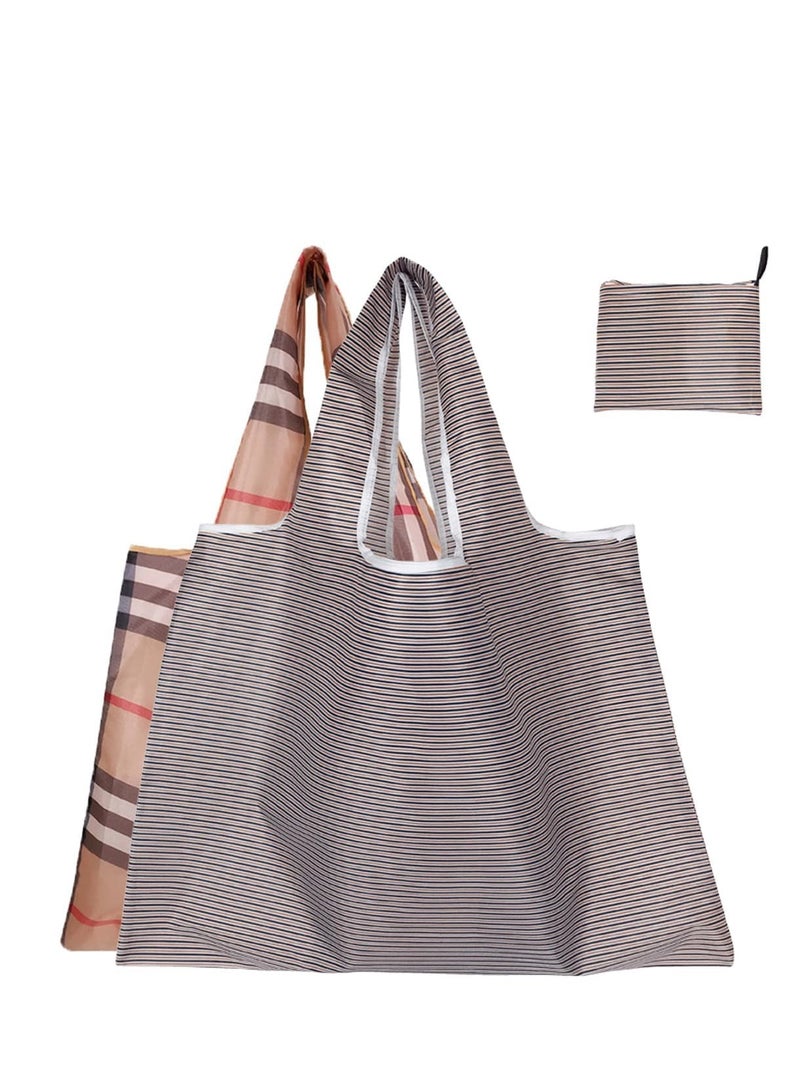 SYOSI 2pc Shopping Bags, Eco With Handles Lightweight Foldable Reusable Water Resistant Tote Bag Attached Pouch Storage Great For On The Go Option Fruit Vegetable - Image 1