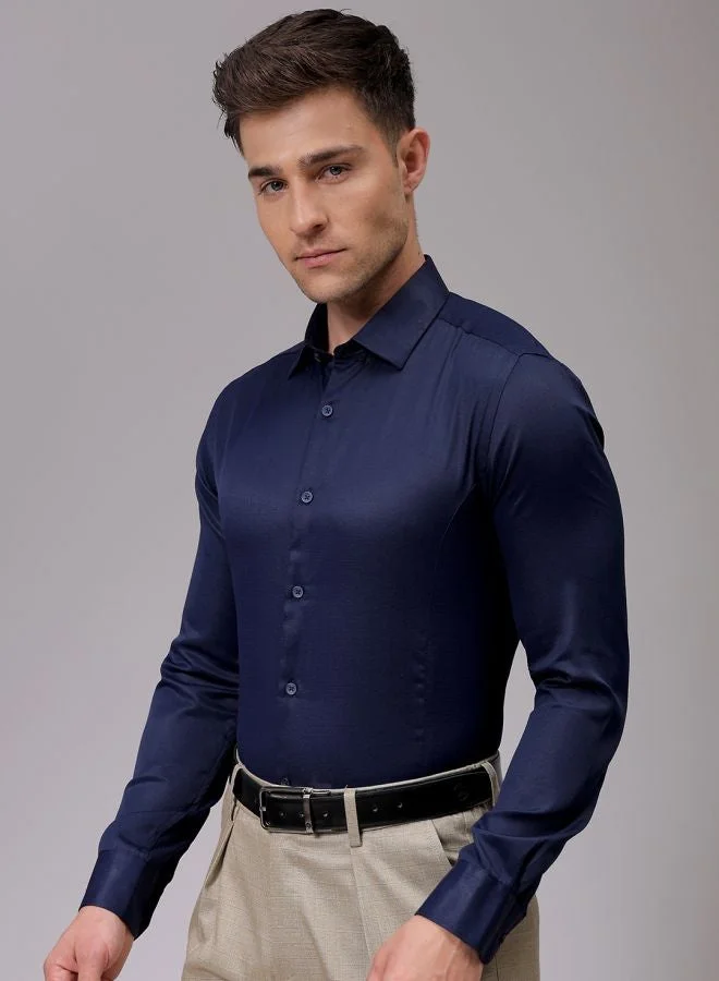 The Indian Garage Co Men Slim Fit Solid Full Sleeves Cutaway Collar Formal Shirt