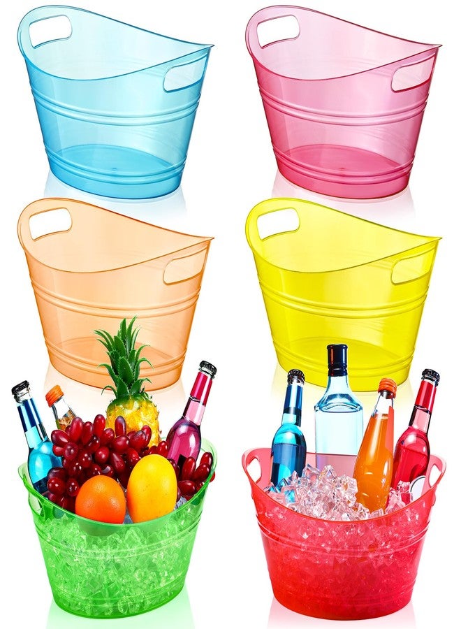 ميكو مجموعة ميكو من 6 دلاء ثلج بلاستيكية بمقابض، سعة 4.5 لتر، دلو تخزين بيضاوي الشكل، دلو مشروبات ثلجية كبير الحجم لحفلات الهالوين، بار، مبرد زجاجات النبيذ والبيرة والشمبانيا (4.5 لتر، متعدد الألوان) - Image 1