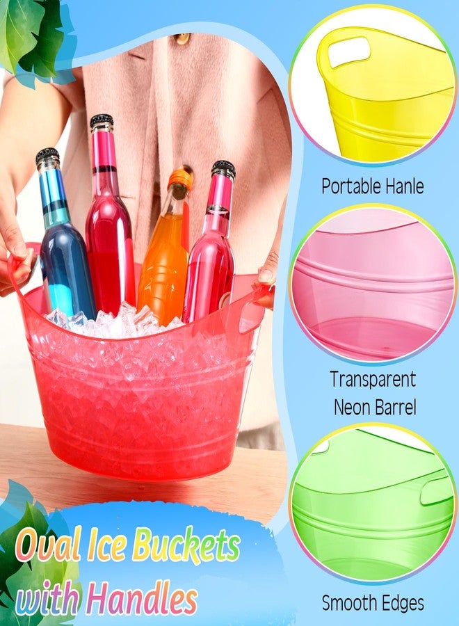 ميكو مجموعة ميكو من 6 دلاء ثلج بلاستيكية بمقابض، سعة 4.5 لتر، دلو تخزين بيضاوي الشكل، دلو مشروبات ثلجية كبير الحجم لحفلات الهالوين، بار، مبرد زجاجات النبيذ والبيرة والشمبانيا (4.5 لتر، متعدد الألوان) - Image 3