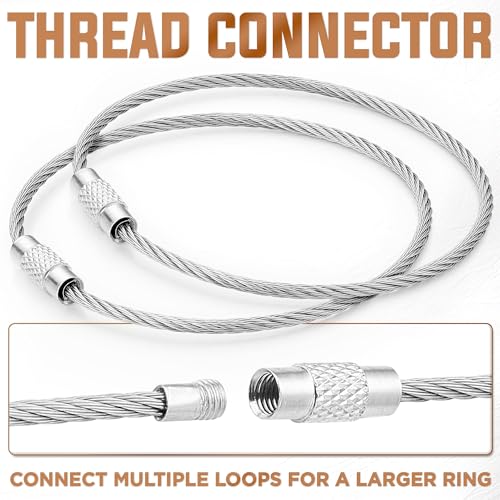 BlueCosto - Wire Keychain Cable - 20 PK, 6.7” / 17cm - 2mm Thick Stainless Steel Keyring Wire Loops - Secure Screw Lock for Hanging Luggage Tags & Organizing Keys - Image 5