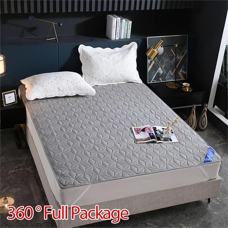 Bedspread Waterproof King Size Bed Cover Quilted Mattress Pad Washable(Dark Blue,1pc 90x200cm) - Image 3