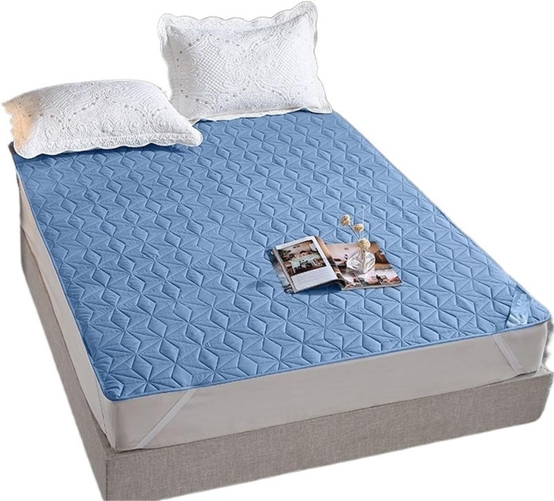 Bedspread Waterproof King Size Bed Cover Quilted Mattress Pad Washable(Dark Blue,1pc 90x200cm) - Image 1
