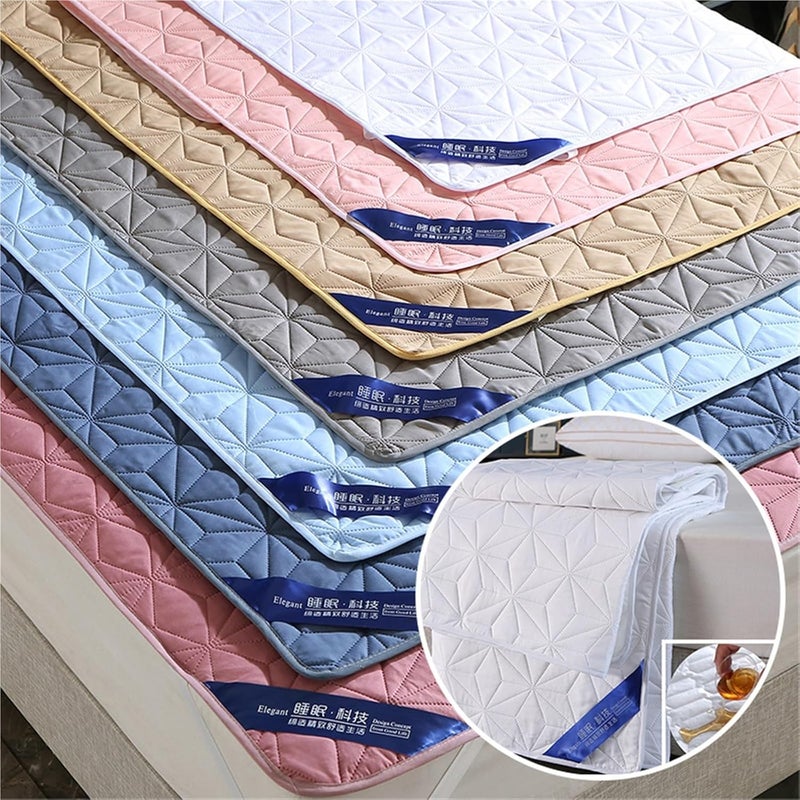 Bedspread Waterproof King Size Bed Cover Quilted Mattress Pad Washable(Dark Blue,1pc 90x200cm) - Image 2