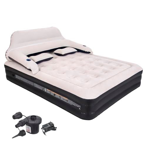 RAPTAVIS Queen Size Air Mattress Inflatable Bed with Pump and Headboard, Blow Up Mattress - Image 1