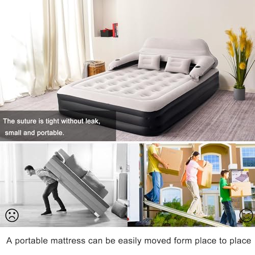 RAPTAVIS Queen Size Air Mattress Inflatable Bed with Pump and Headboard, Blow Up Mattress - Image 3