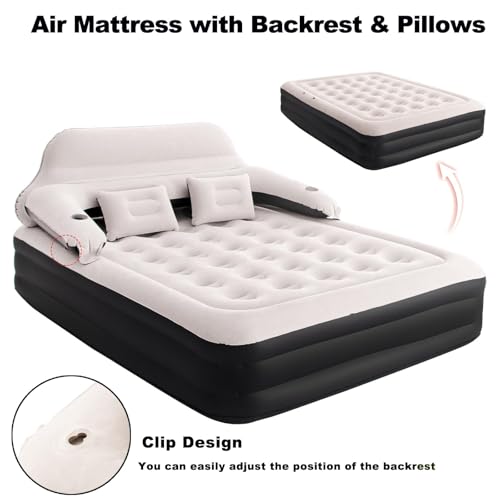 RAPTAVIS Queen Size Air Mattress Inflatable Bed with Pump and Headboard, Blow Up Mattress - Image 2