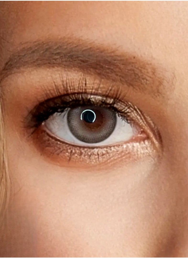 Unibling - Linen Gravy Yearly Colored Contact Lenses, Unisex Cosmetic Contact Lenses, Enlargement Collection, Dark Brown, With Case - Image 1