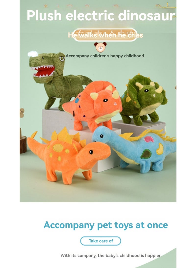 Green Triceratops Electric Plush Toy Machine Simulates The Sound Of The Call, Can Walk, Plush Interactive Toy Suitable For Children And Babies - Image 3