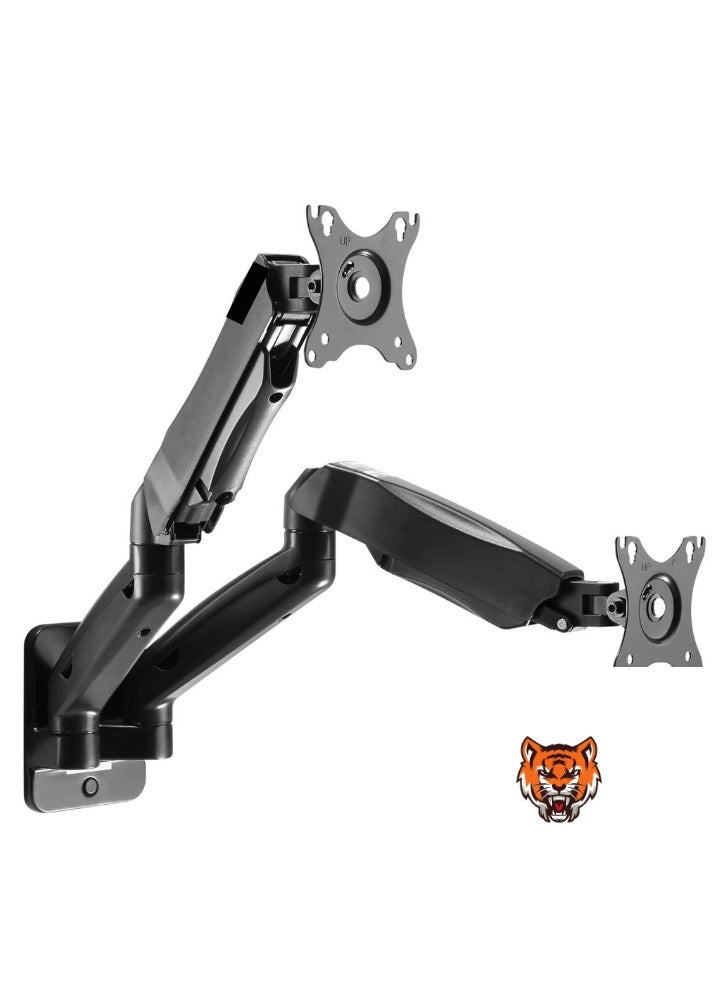 TIGER "Dual Monitor Wall Mount for 17''-32'' Screens, Full Motion Adjustable Arms with Swivel, Tilt, and Rotation, Supports Flat/Curved Monitors Up to 19.8 lbs Each, VESA Compatible with Cable Management"  - Image 1