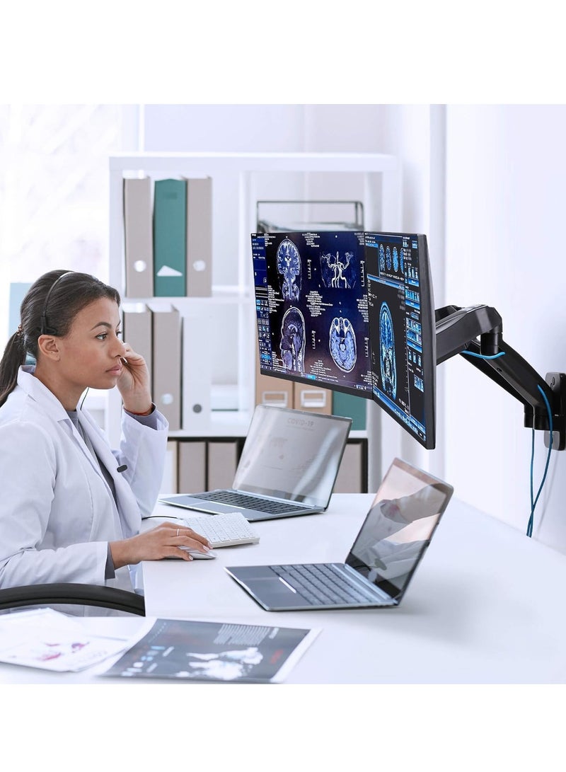 TIGER "Dual Monitor Wall Mount for 17''-32'' Screens, Full Motion Adjustable Arms with Swivel, Tilt, and Rotation, Supports Flat/Curved Monitors Up to 19.8 lbs Each, VESA Compatible with Cable Management"  - Image 3