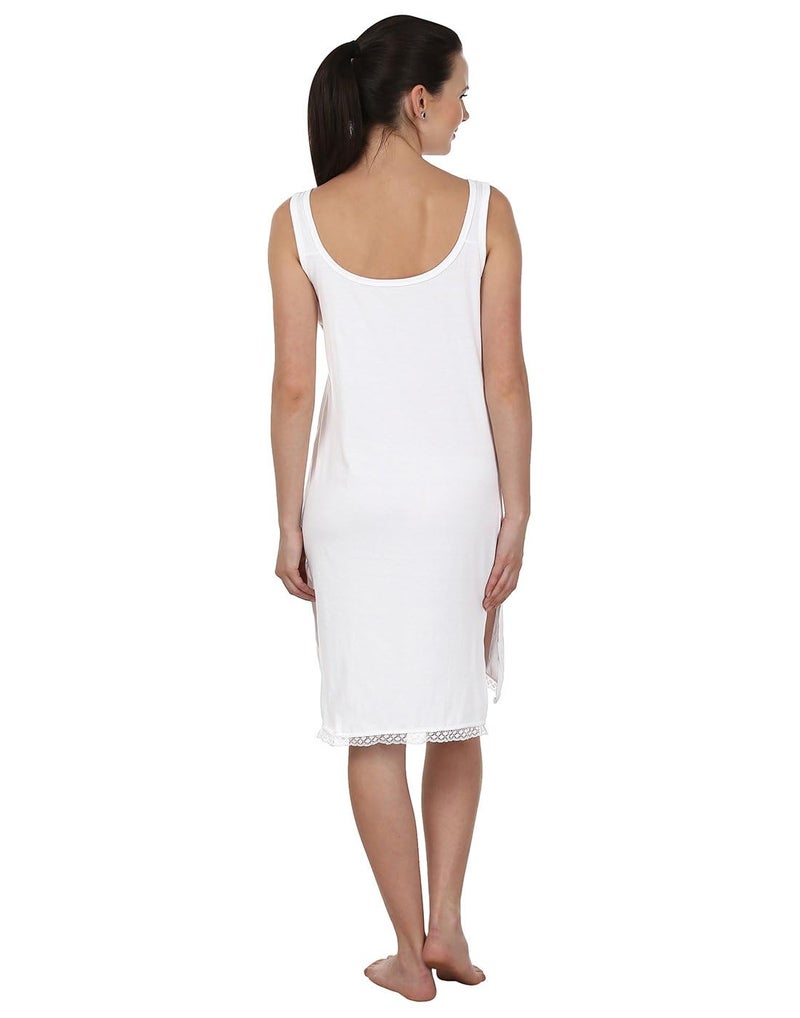 BLAZON Women's Cotton Sleeveless Lace Trimmed Full Long Camisole/ Kurti Slip ( Fairy, White, 3XL, Bust Size: 105cm, Length: 42in ) - Image 5