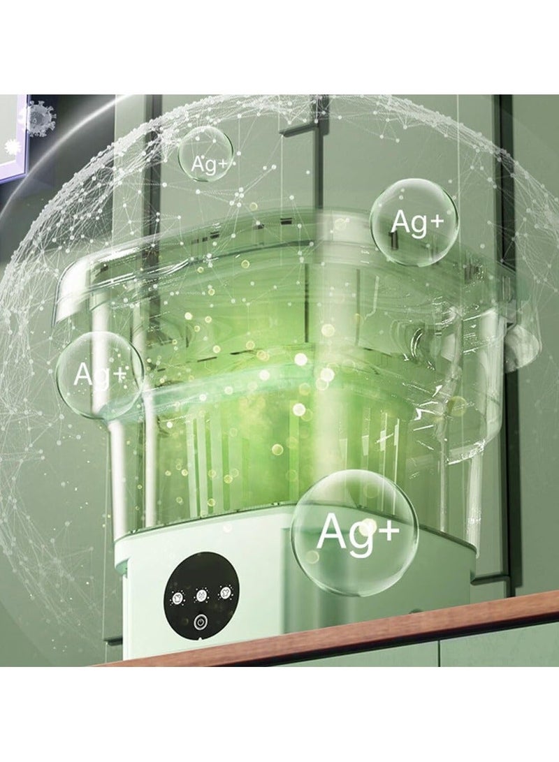 غسالة صغيرة محمولة قابلة للطي 8 لتر مع مجفف دوار للتنظيف بالموجات فوق الصوتية والتعقيم مع سلة تصريف - Image 5