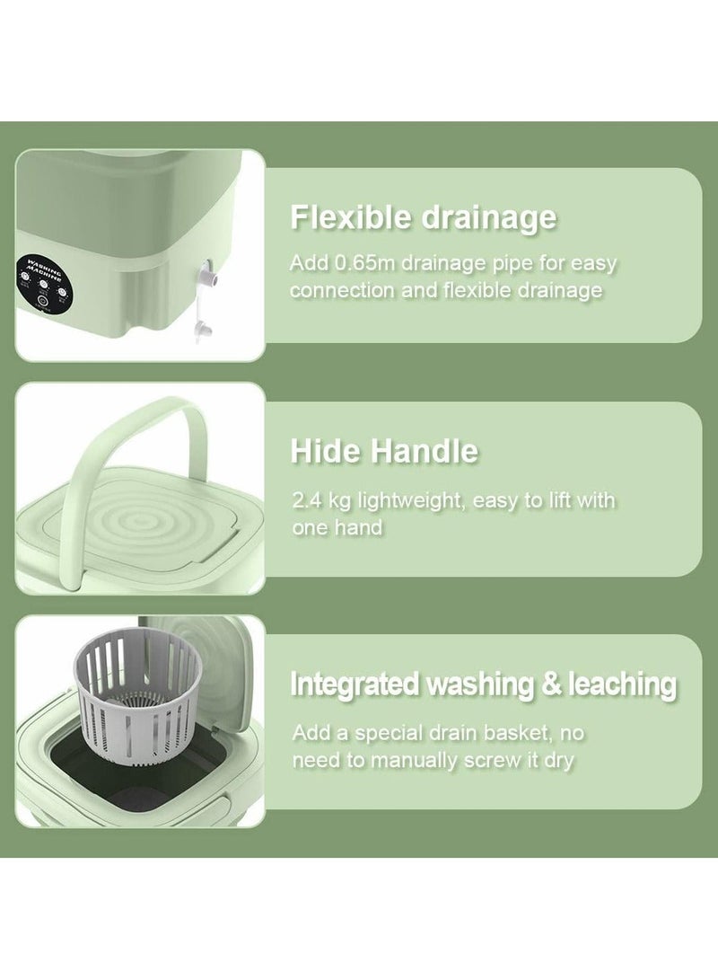 غسالة صغيرة محمولة قابلة للطي 8 لتر مع مجفف دوار للتنظيف بالموجات فوق الصوتية والتعقيم مع سلة تصريف - Image 4