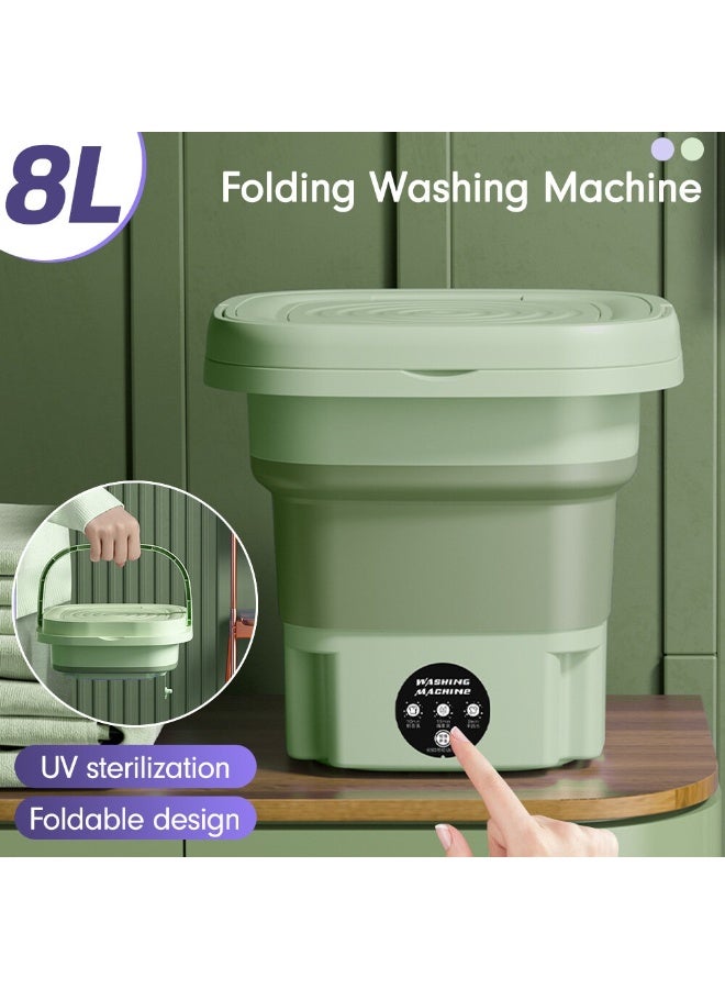 غسالة صغيرة محمولة قابلة للطي 8 لتر مع مجفف دوار للتنظيف بالموجات فوق الصوتية والتعقيم مع سلة تصريف - Image 1