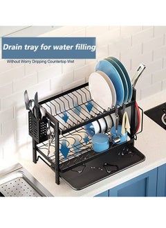 POWER Two-Tier Dish Drying Rack Black for Kitchen (52.5*24.3*34CM )  - Image 4