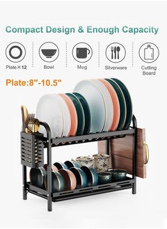 POWER Two-Tier Dish Drying Rack Black for Kitchen (52.5*24.3*34CM )  - Image 3