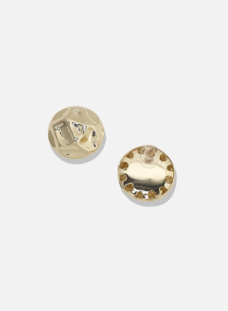 SOHI Textured Circular Stud Earrings