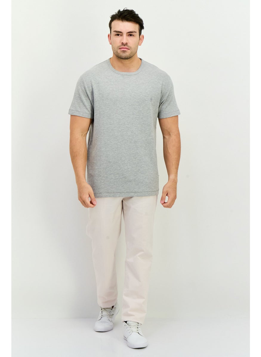 French Connection Men Crew Neck Short Sleeves Brand Logo T-Shirt, Light Grey  - Image 4