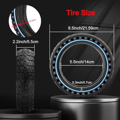 BANGTING 2PCS Upgrade 50/75-6.1 Electric Scooter Solid Tires, 8.5x2.0 Tires Tubeless for Gotrax GXL V2/XR/APEX, 8 1/2 x2 Tire Replacement for Hiboy S2, Xiaomi 3 Lite/3/Pro 2/1s/M365 (Blue) - Image 3