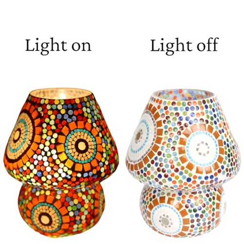 Earthenmetal Mushroom Shaped Glass Table Lamp for Home Bar Restaurant Cafe Decoration - Image 4