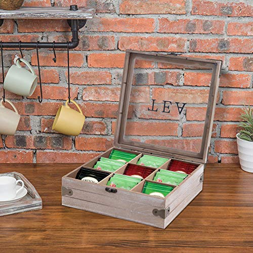 handrong Tea Box Organizer - Rustic Tea Bag Storage,Teas Bag Holder for Coffee Sugar Pods Packets & More – Elegant Tea Storage Solution for Home & Kitchen (Gray) - Image 3